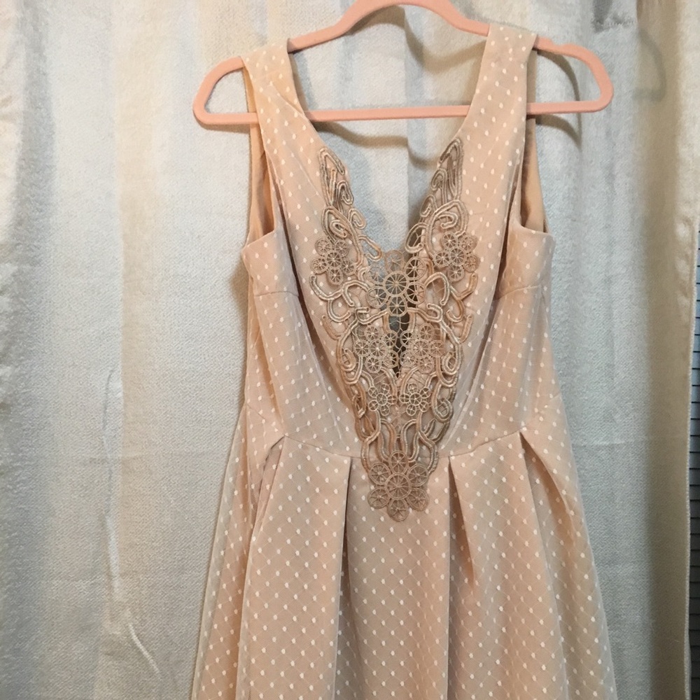 Beautiful tan and white polka dot dress!